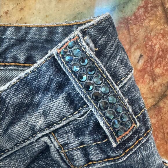 Vintage Y2K Bebe Kayla Boot Cut Jeans Rhinestone Logo on Seat Size 28 Modified - Picture 11 of 15
